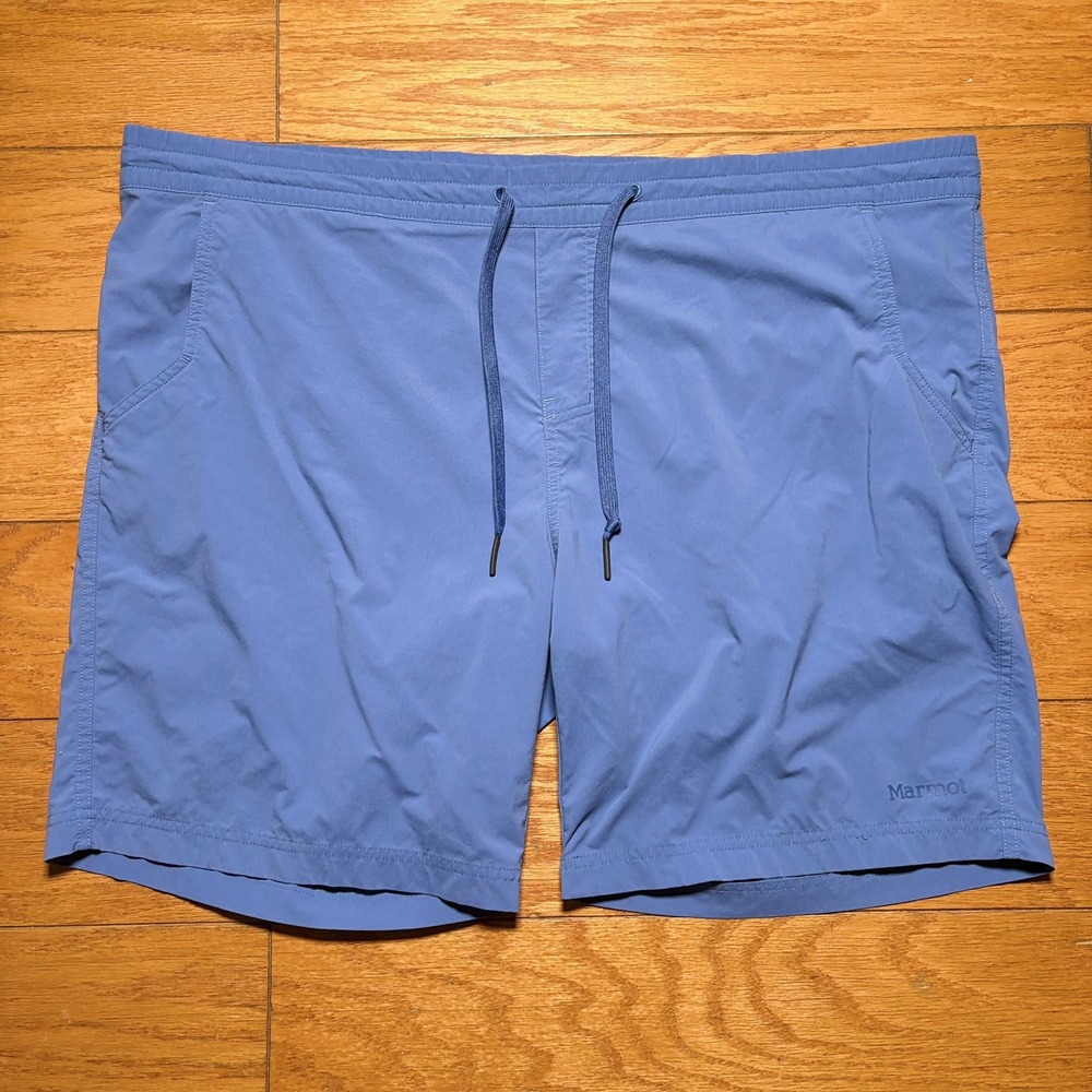 Mens Marmot Allomare Active Lightweight Nylon Shorts Trail Outdoor Blue Sz L